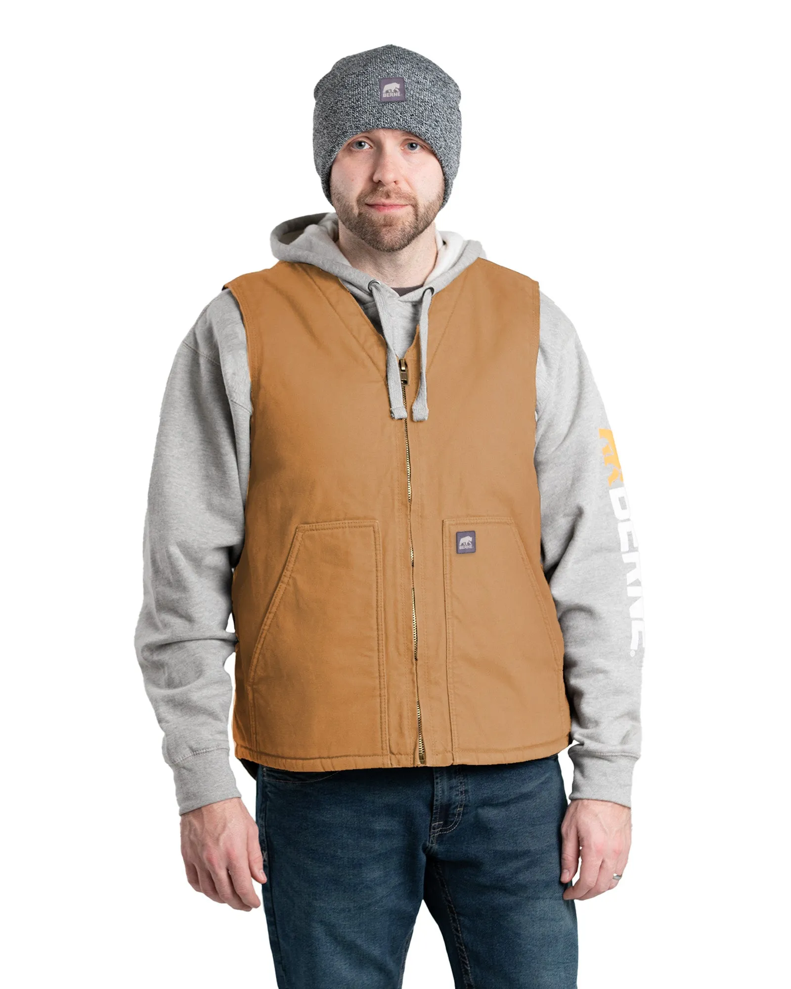 Heartland Sherpa-Lined Washed Duck V-Neck Vest