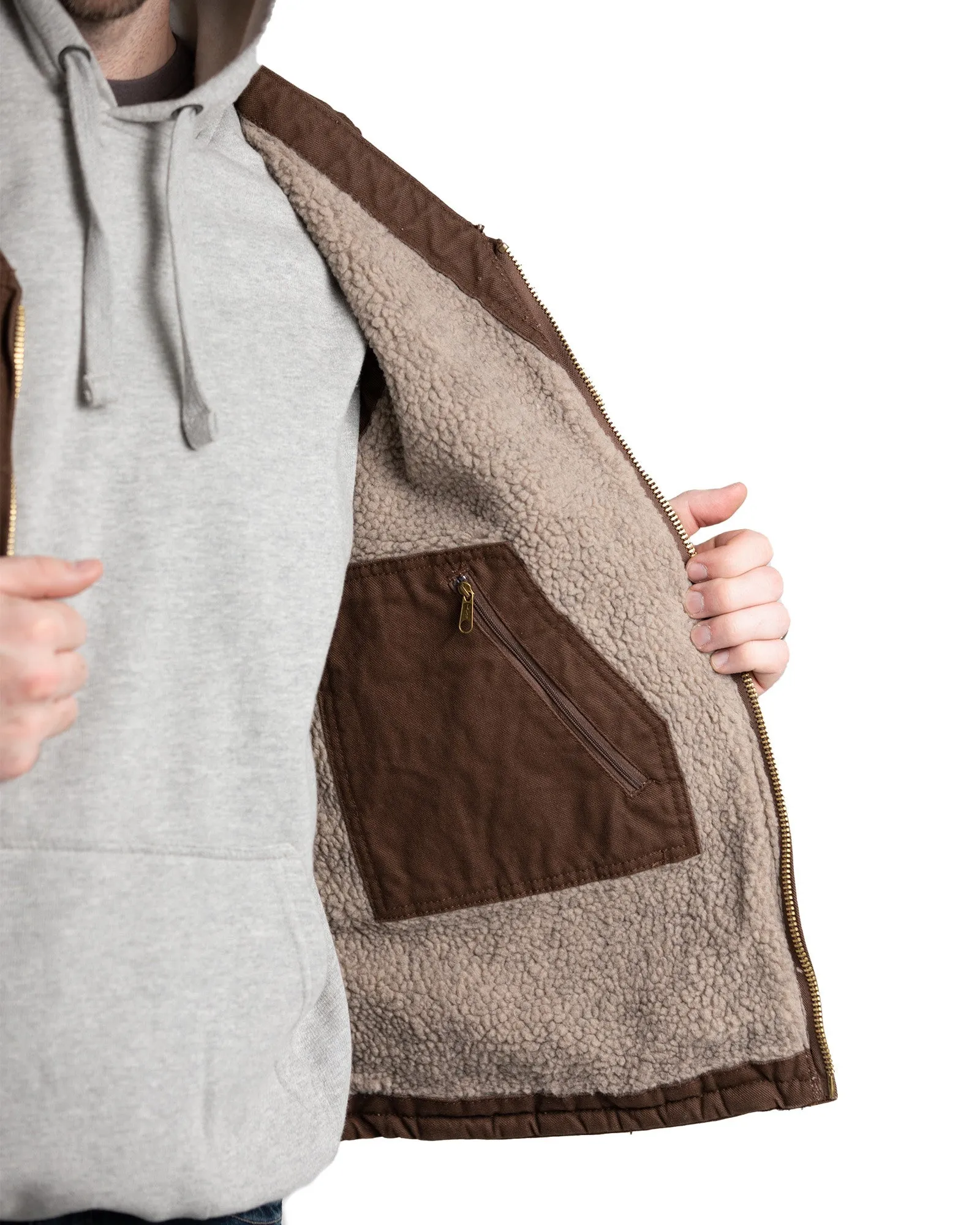 Heartland Sherpa-Lined Washed Duck V-Neck Vest