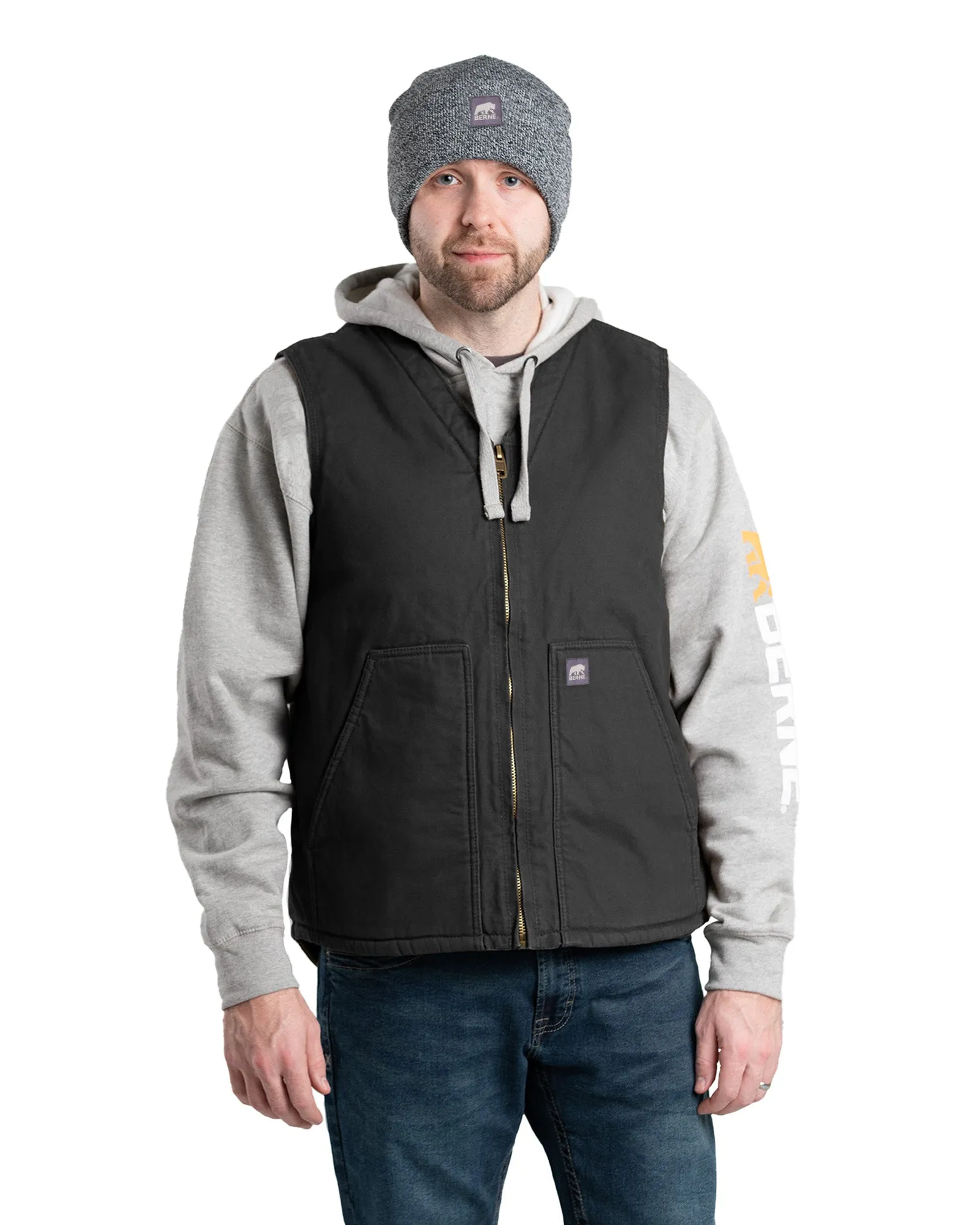 Heartland Sherpa-Lined Washed Duck V-Neck Vest