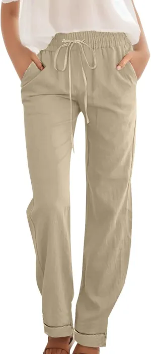 High Waisted Work Pants for Women Winter Knit Work Slacks with Pockets Barrel Pants Flare Leggings