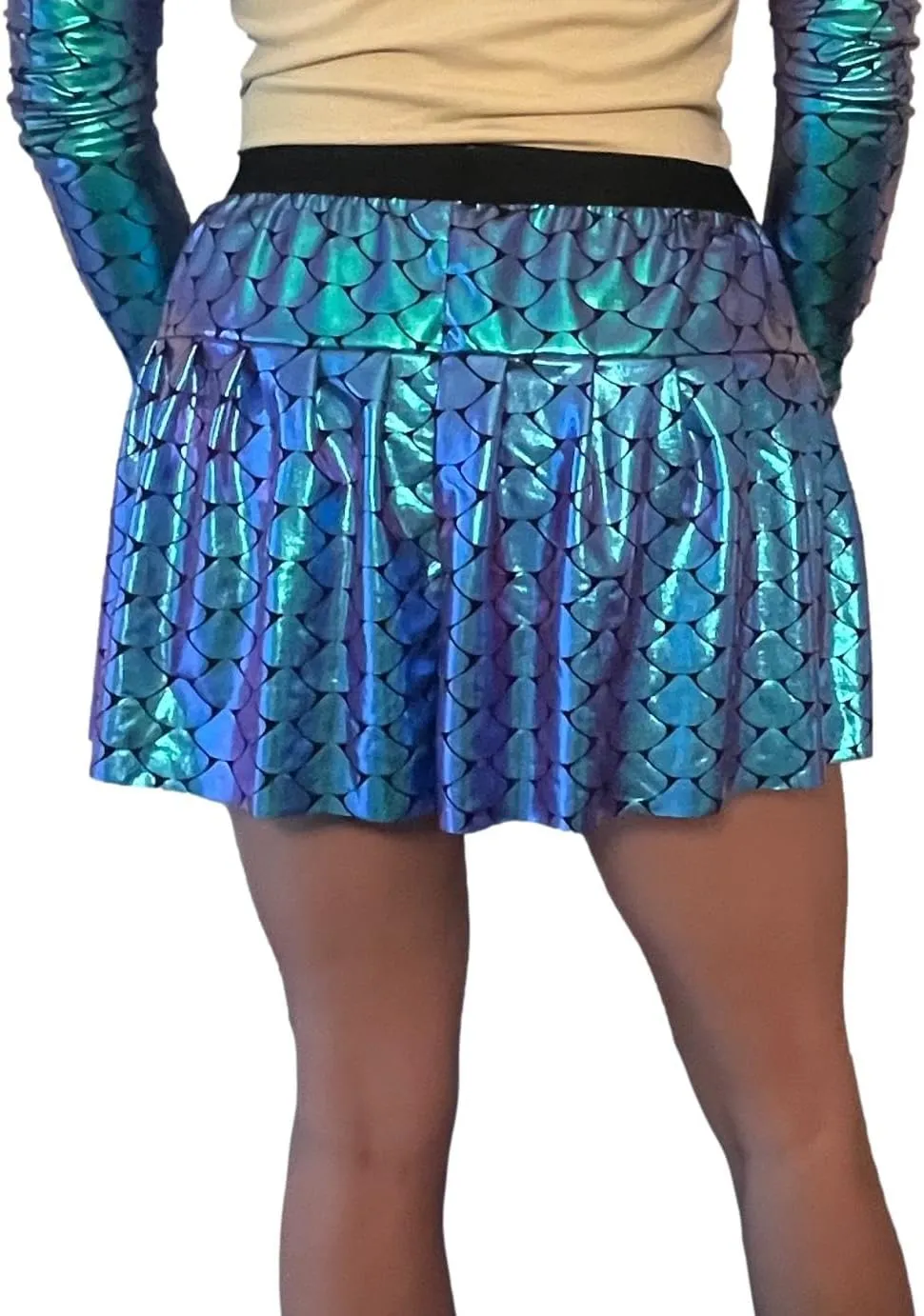 Holographic Mermaid Scale Running Skirt | Athletic Costume Skirt