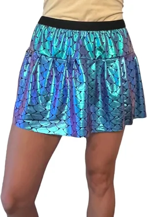 Holographic Mermaid Scale Running Skirt | Athletic Costume Skirt
