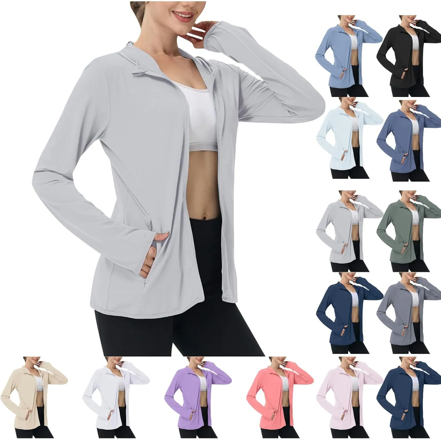 Hoodies for Women UPF 50  Sun Protection Shirts Lightweight Long Sleeve Sun Hoodie Jacket with Pockets for Hiking Outdoor