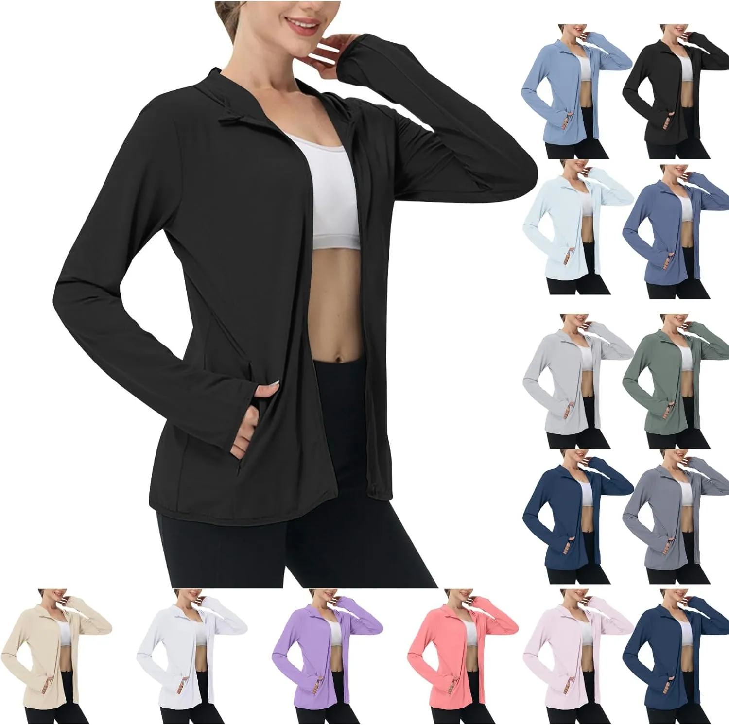 Hoodies for Women UPF 50  Sun Protection Shirts Lightweight Long Sleeve Sun Hoodie Jacket with Pockets for Hiking Outdoor