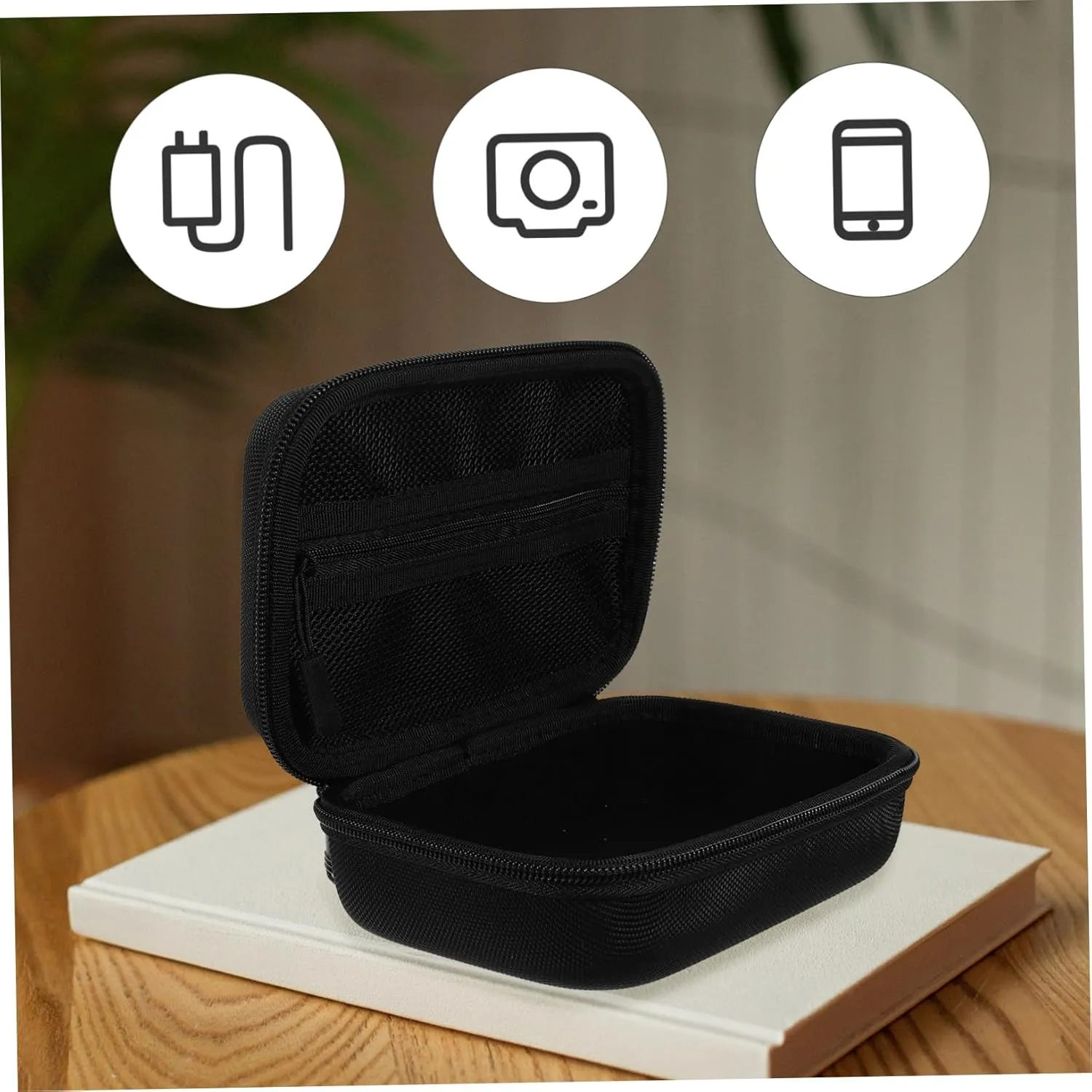 Housoutil Small Camera Bag Multipurpose DIY Zipper Case S Lined Hard Case for Digital Products Portable Storage for Travel Outdoor Activities Camera Pouches