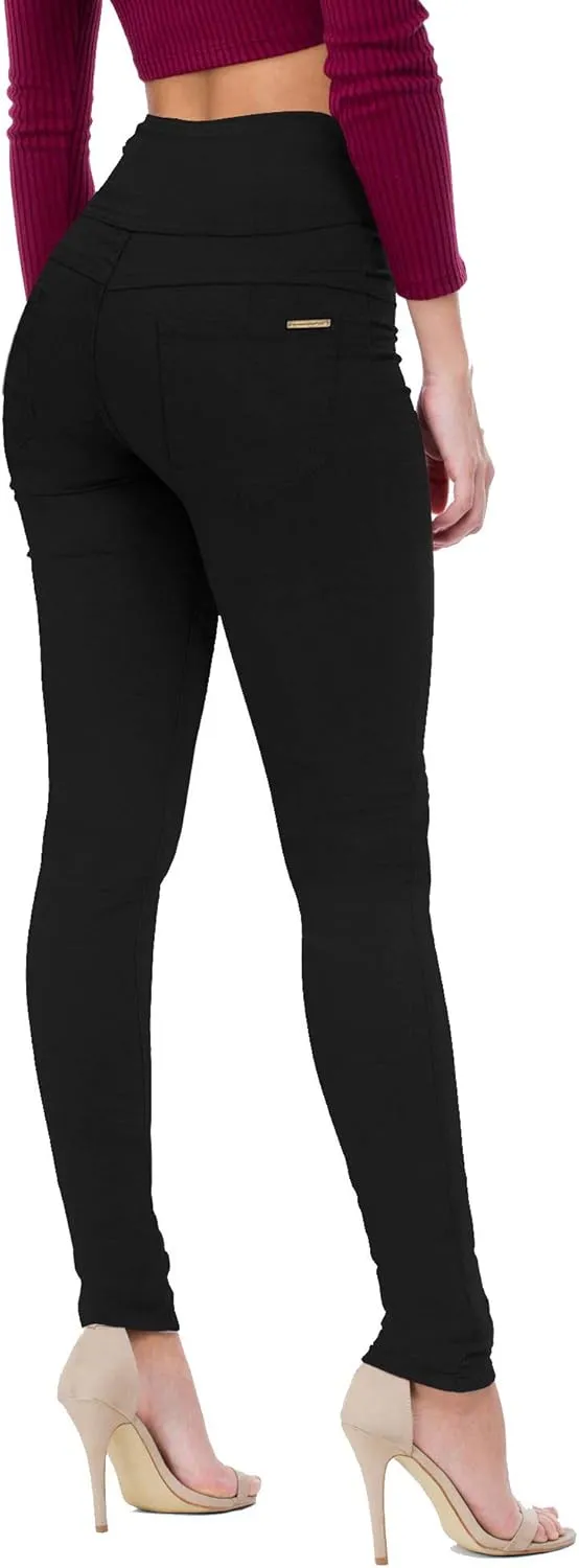Hybrid & Company Women Fashion Destructed Skinny Jeans High Waist Stretch Denim Pants