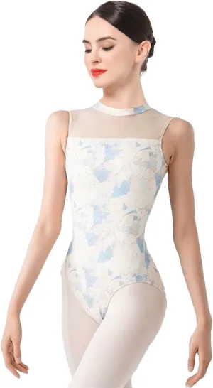 IBAKOM Mock Neck Sleeveless Ballet Leotards for Women Sheer Cutout Back Teen Girl Gymnastics Leotard Ballerina Dance Outfits
