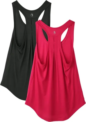 icyzone Workout Tank Tops for Women - Athletic Yoga Tops, Racerback Running Tank Top, Gym Exercise Shirts (Pack of 2)