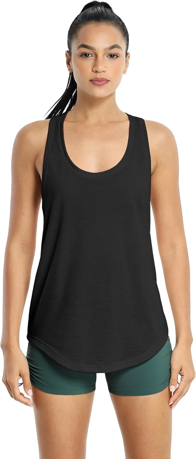 icyzone Workout Tank Tops for Women - Athletic Yoga Tops, Racerback Running Tank Top, Gym Exercise Shirts (Pack of 2)