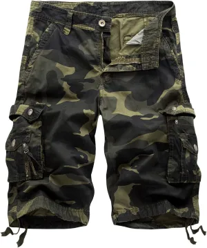 IDEALSANXUN Men's Casual Loose Fit Multi-Pockets Military Cargo Shorts