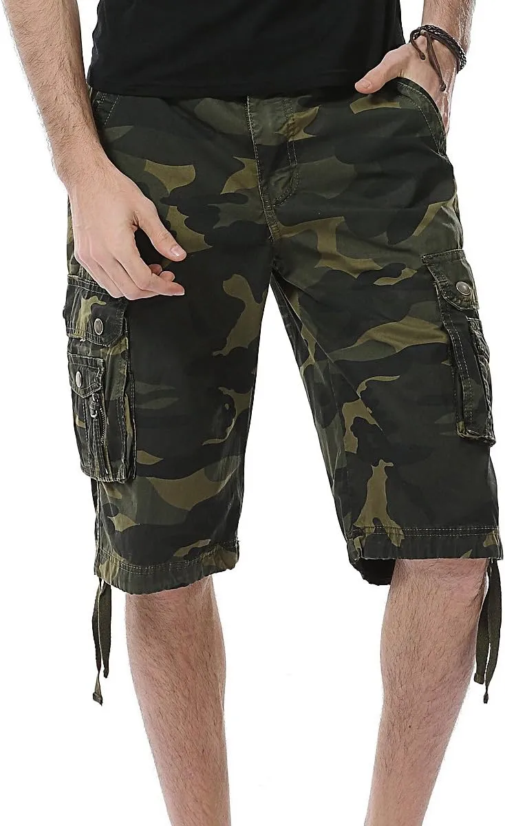 IDEALSANXUN Men's Casual Loose Fit Multi-Pockets Military Cargo Shorts