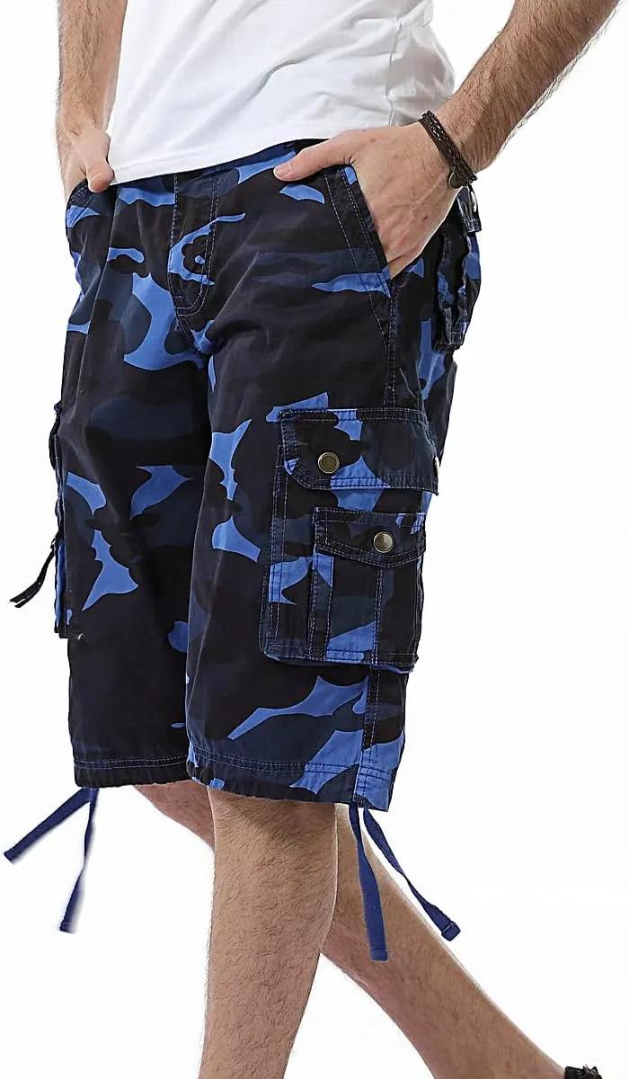 IDEALSANXUN Men's Casual Loose Fit Multi-Pockets Military Cargo Shorts