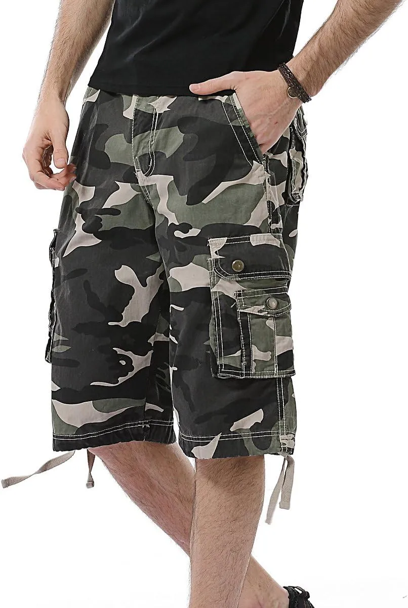 IDEALSANXUN Men's Casual Loose Fit Multi-Pockets Military Cargo Shorts