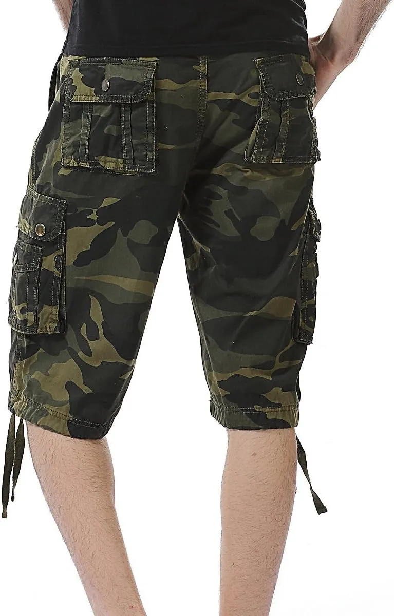 IDEALSANXUN Men's Casual Loose Fit Multi-Pockets Military Cargo Shorts