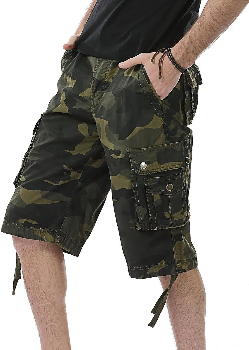 IDEALSANXUN Men's Casual Loose Fit Multi-Pockets Military Cargo Shorts
