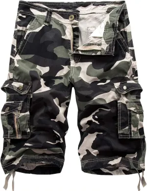 IDEALSANXUN Men's Casual Loose Fit Multi-Pockets Military Cargo Shorts