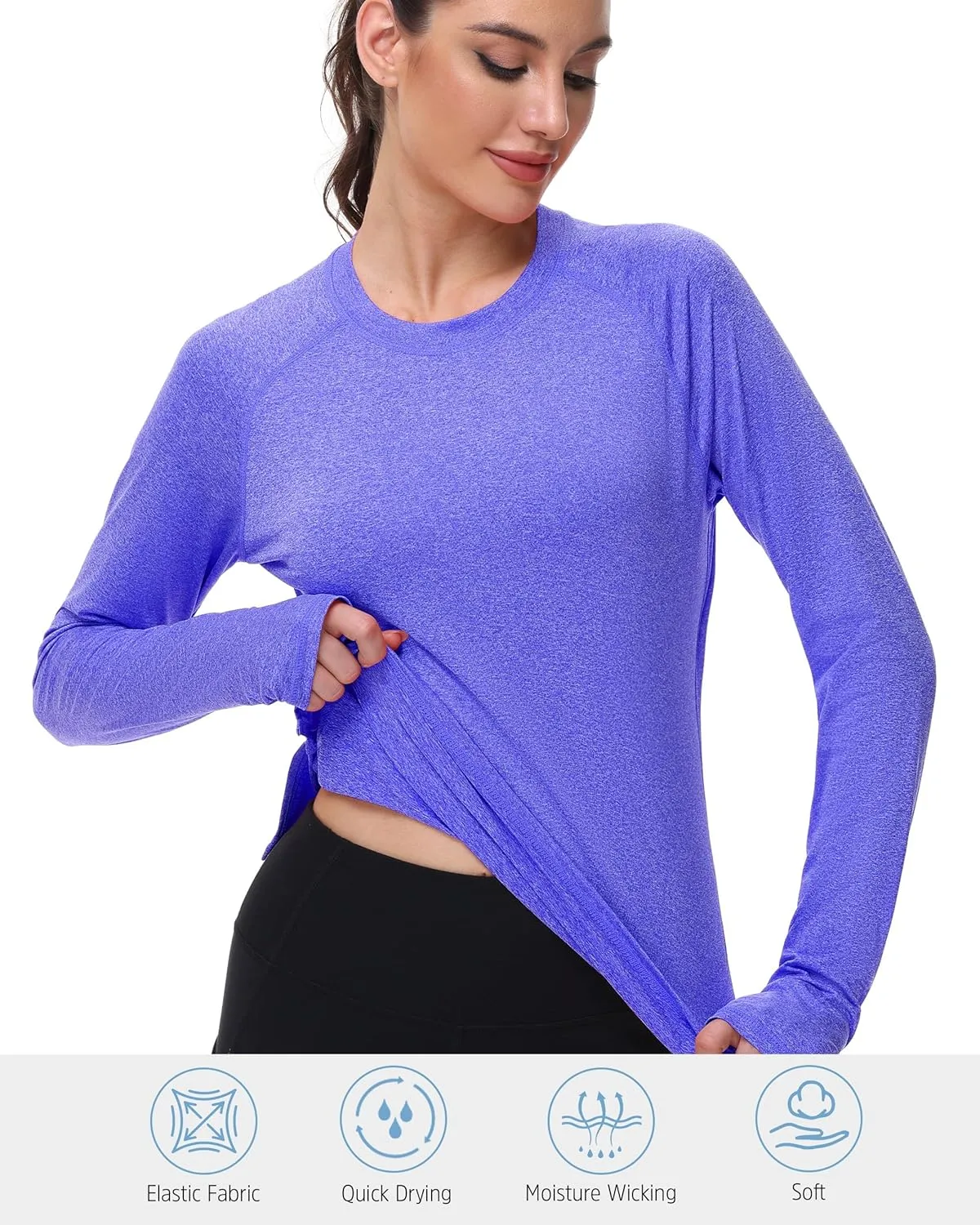 isnowood Women's Sun Protection Long Sleeve Shirts, UPF 50  UV Rash Guard Swim Clothing, Workout Hiking Running Athletic Tops