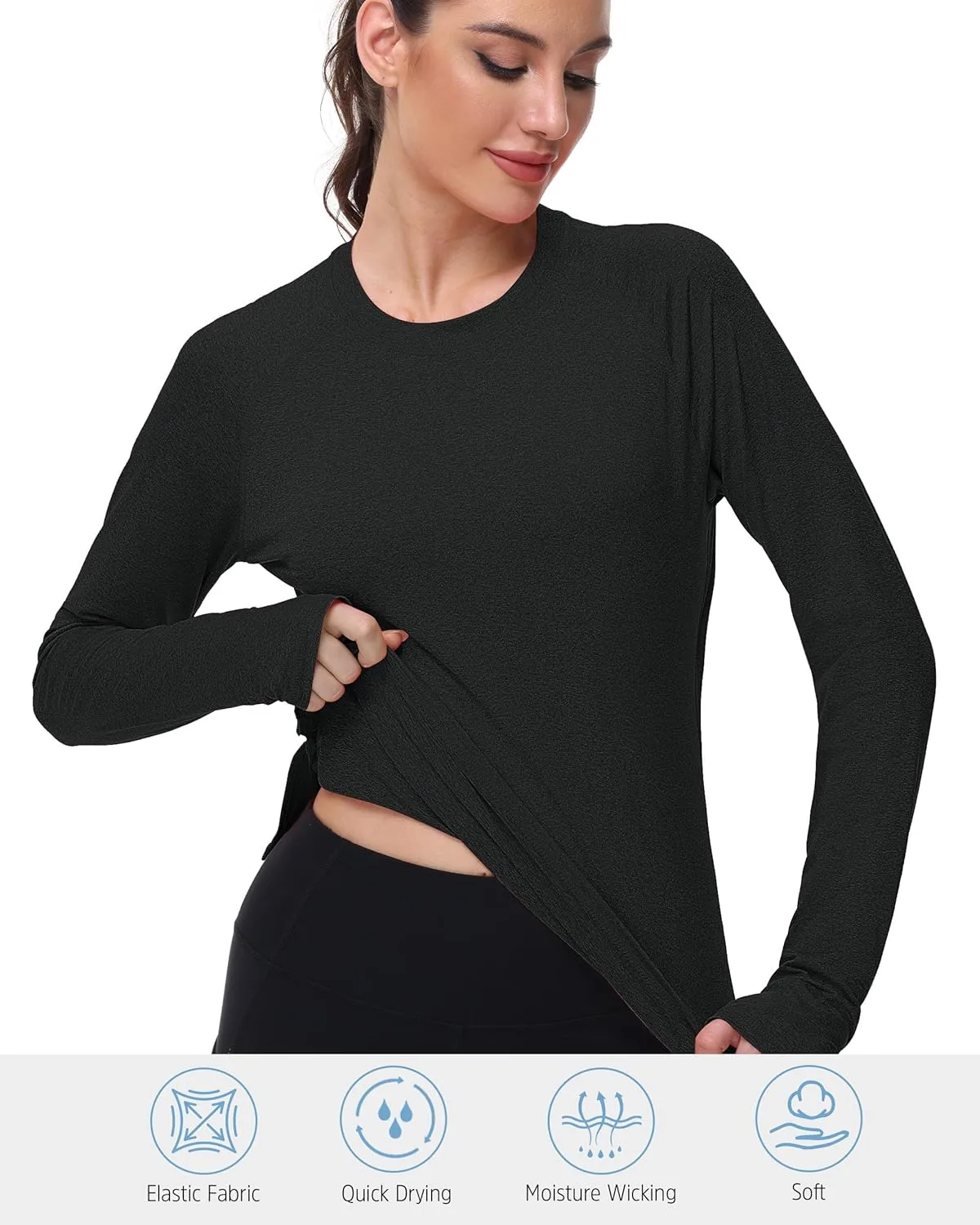 isnowood Women's Sun Protection Long Sleeve Shirts, UPF 50  UV Rash Guard Swim Clothing, Workout Hiking Running Athletic Tops