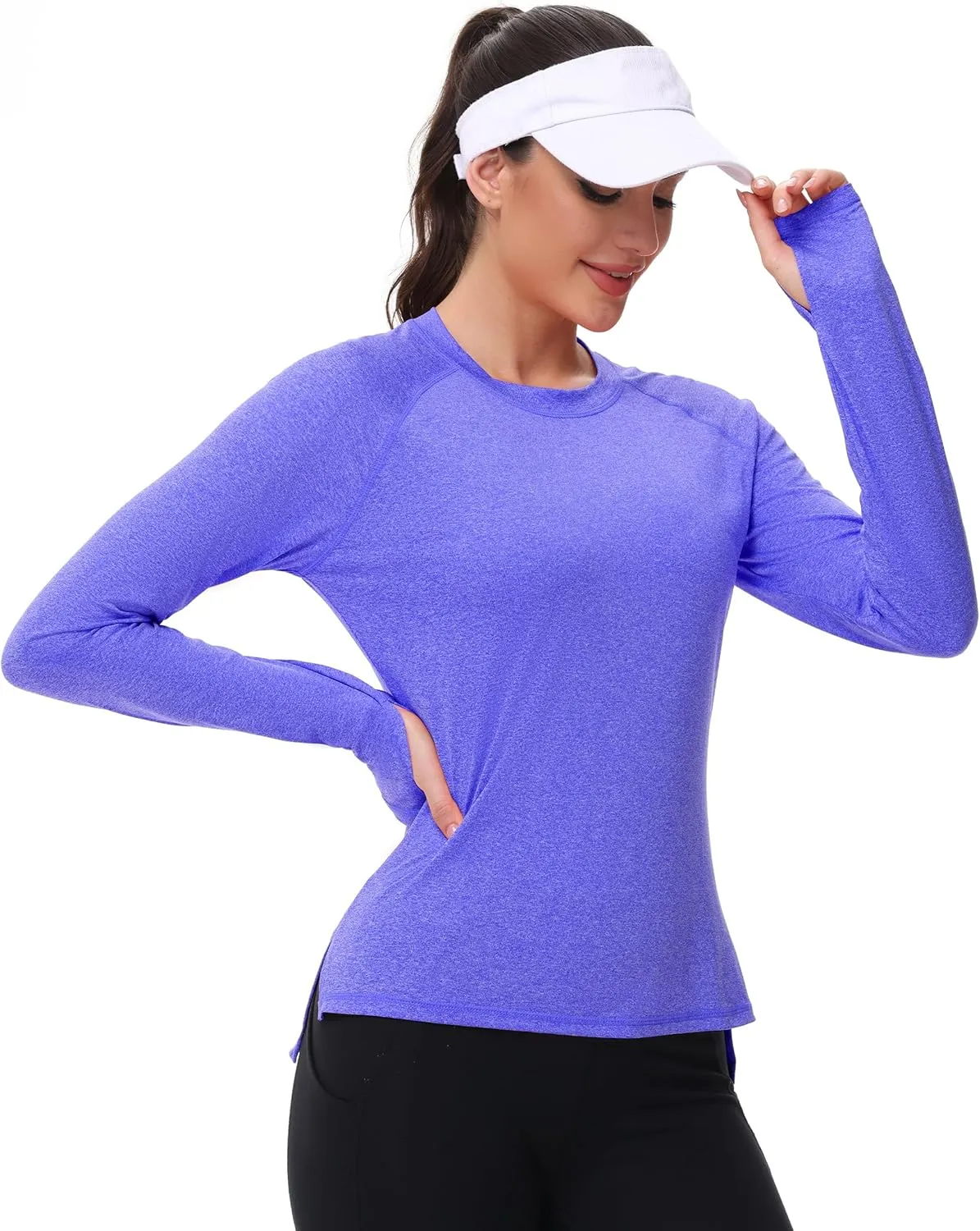 isnowood Women's Sun Protection Long Sleeve Shirts, UPF 50  UV Rash Guard Swim Clothing, Workout Hiking Running Athletic Tops