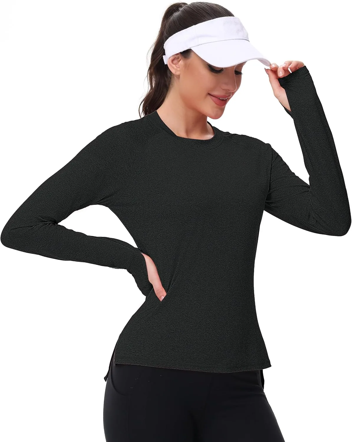 isnowood Women's Sun Protection Long Sleeve Shirts, UPF 50  UV Rash Guard Swim Clothing, Workout Hiking Running Athletic Tops