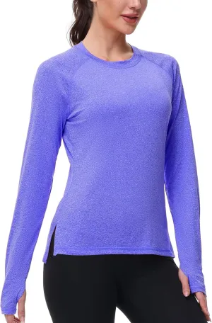 isnowood Women's Sun Protection Long Sleeve Shirts, UPF 50  UV Rash Guard Swim Clothing, Workout Hiking Running Athletic Tops