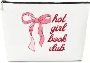 JioJio Chan Coquette Pink Bow Makeup Bag, Funky Pouch Gift for Teen Girls Women, Trendy Preppy PU Leather Cosmetic Bag, Cute Preppy Stuff, Birthday Gifts for Sister,Teen,Daughter,Bff,Friend