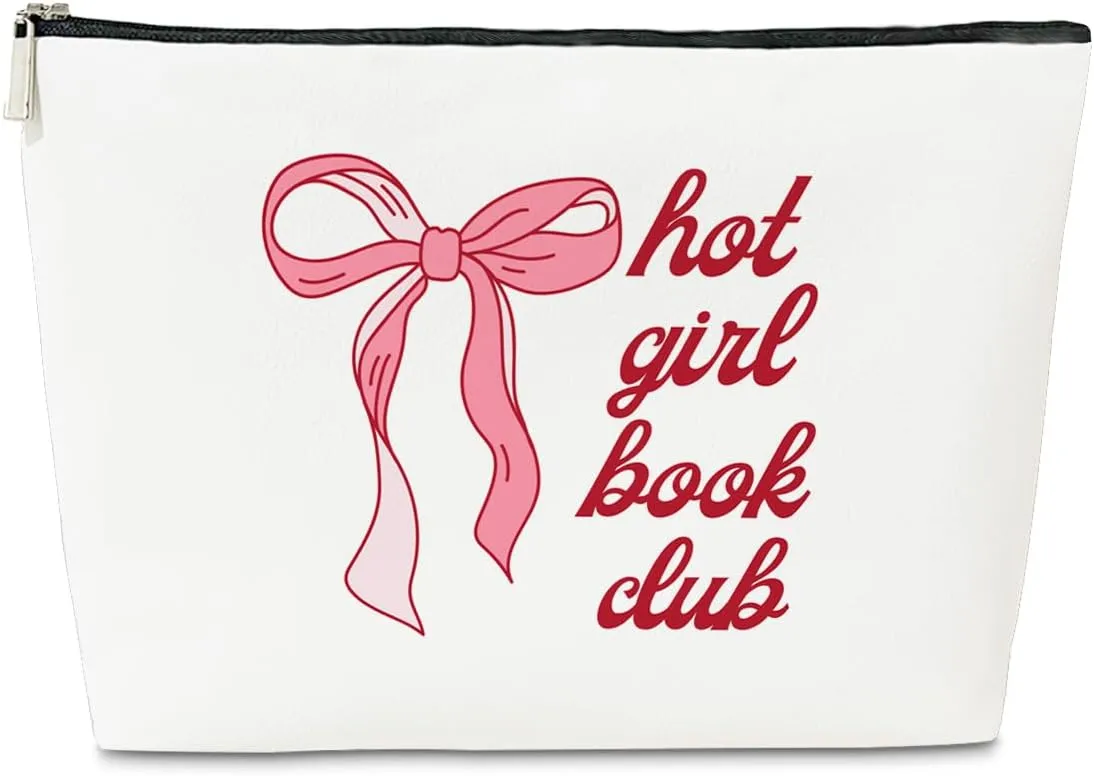 JioJio Chan Coquette Pink Bow Makeup Bag, Funky Pouch Gift for Teen Girls Women, Trendy Preppy PU Leather Cosmetic Bag, Cute Preppy Stuff, Birthday Gifts for Sister,Teen,Daughter,Bff,Friend