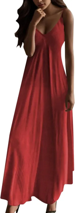 JiXiang Beach Dresses for Women 2025 Vacation Boho Long Summer Casual Sun Dress Spaghetti Strap Flowy Embroidered Maxi Dress