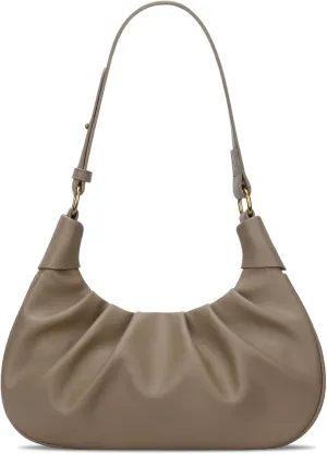 KKXIU Shoulder Bag Crescent Handbag Ruched Purse Underarm Bag Mini Hobo for Women,Detachable Gold Chain Crossbody Bag