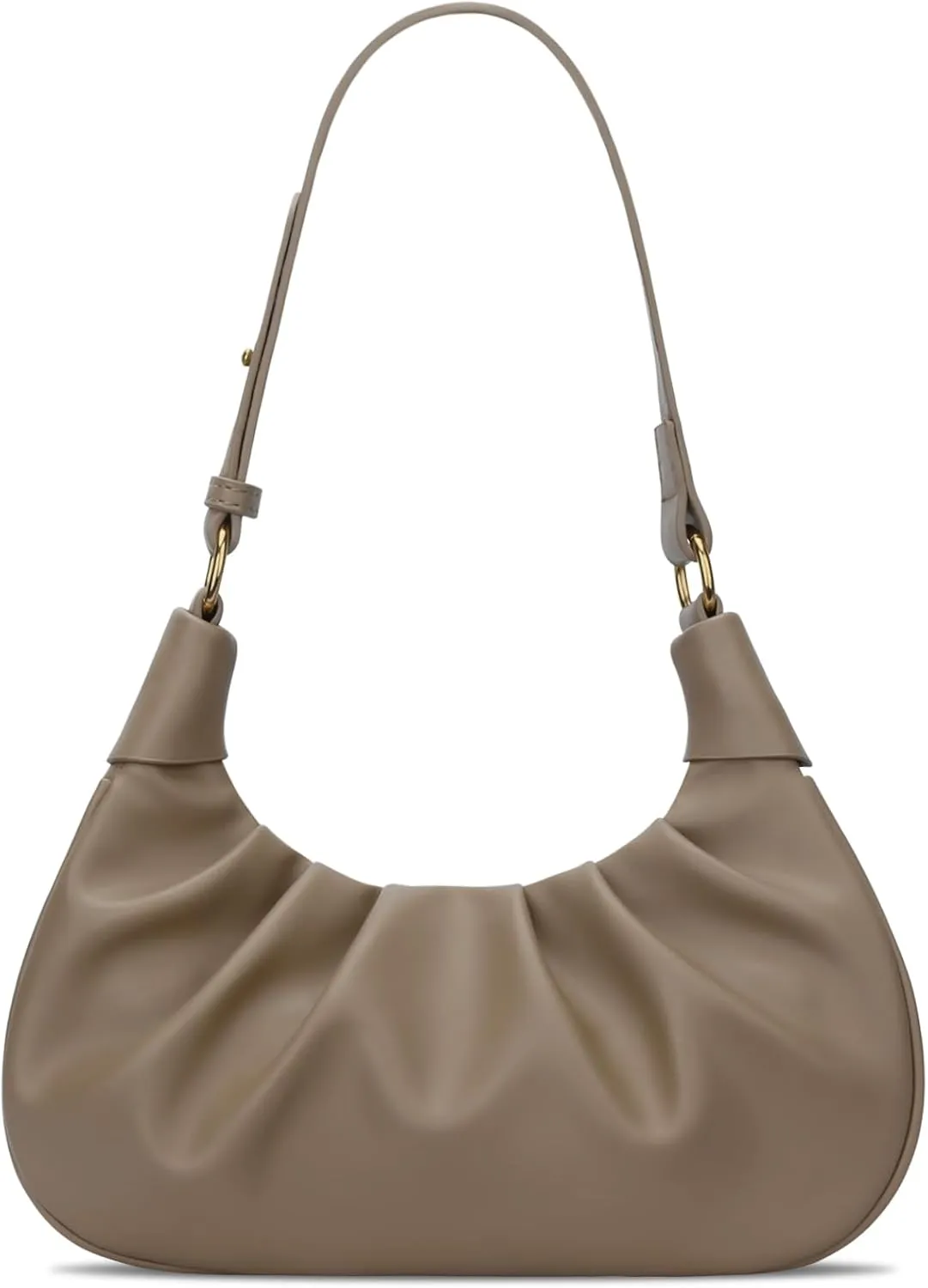 KKXIU Shoulder Bag Crescent Handbag Ruched Purse Underarm Bag Mini Hobo for Women,Detachable Gold Chain Crossbody Bag