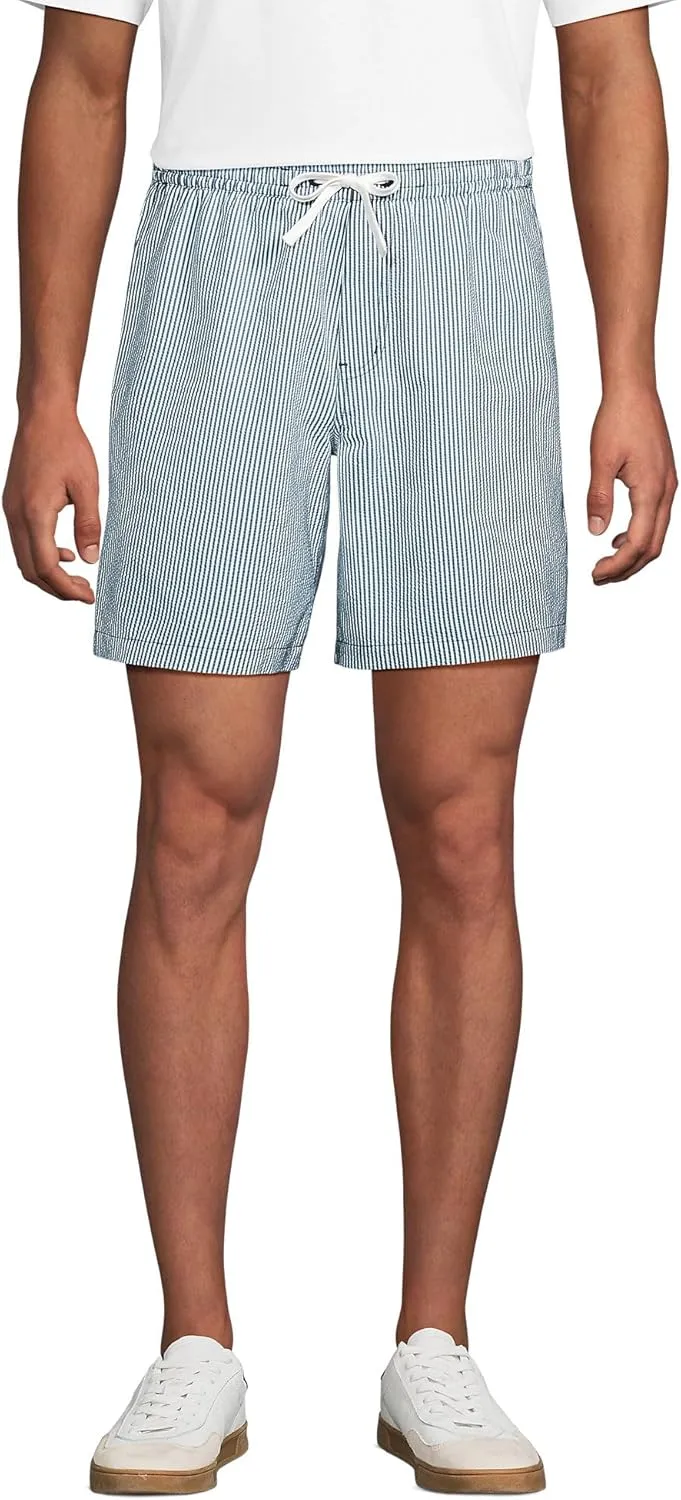 Lands' End Men's 7" Seersucker Beach to Boardwalk Pull On Shorts