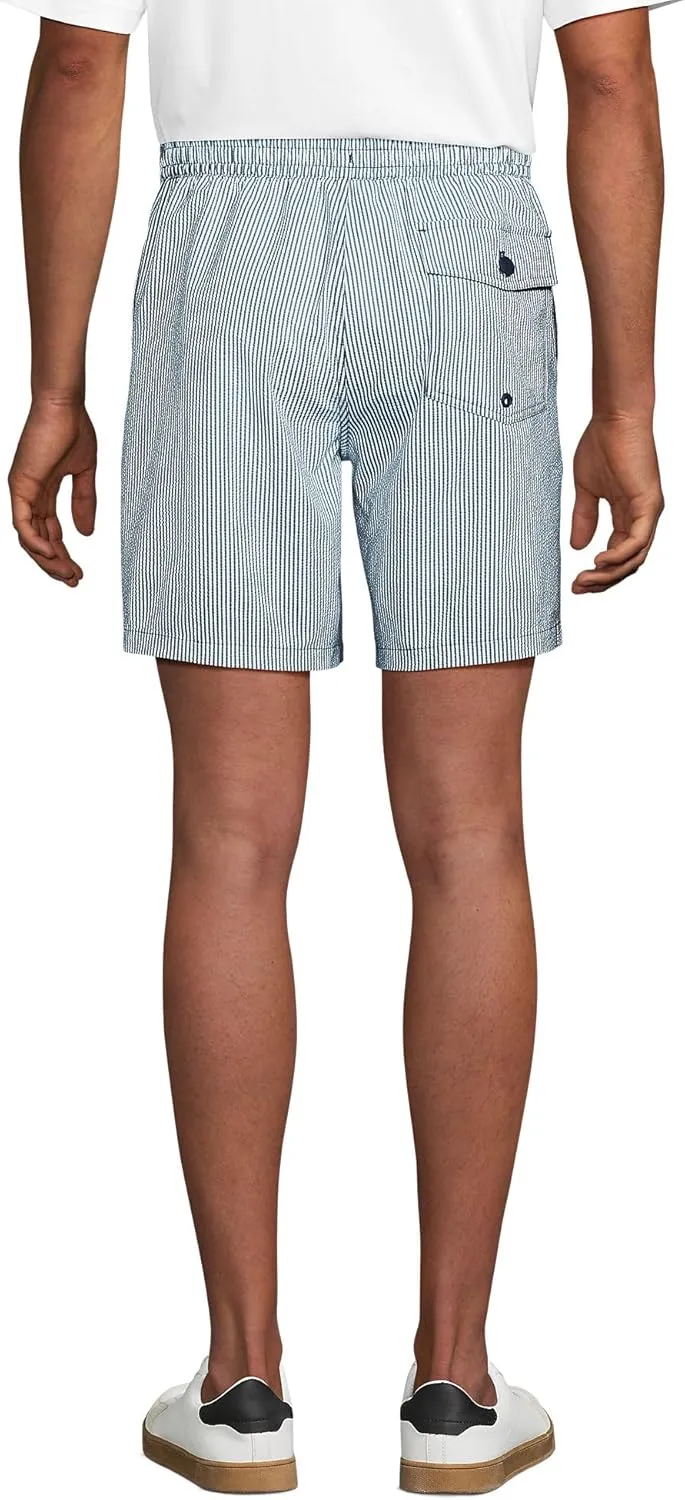Lands' End Men's 7" Seersucker Beach to Boardwalk Pull On Shorts