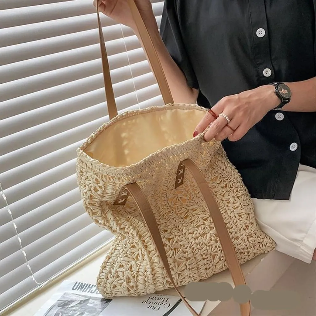 Large capacity Bag Practical Hollow - out Straw Tote Handbag: Encounter Leisure Time Ladies shoulder Bag