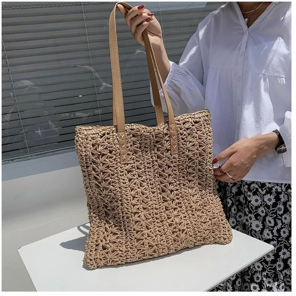 Large capacity Bag Practical Hollow - out Straw Tote Handbag: Encounter Leisure Time Ladies shoulder Bag
