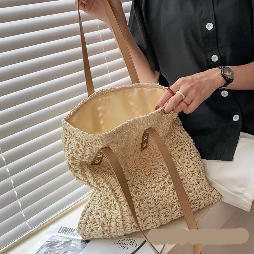 Large capacity Bag Practical Hollow - out Straw Tote Handbag: Encounter Leisure Time Ladies shoulder Bag