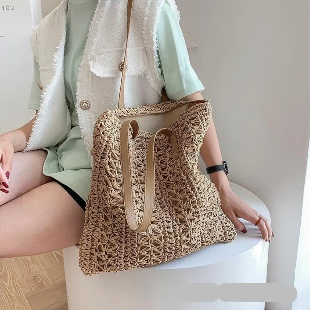 Large capacity Bag Practical Hollow - out Straw Tote Handbag: Encounter Leisure Time Ladies shoulder Bag