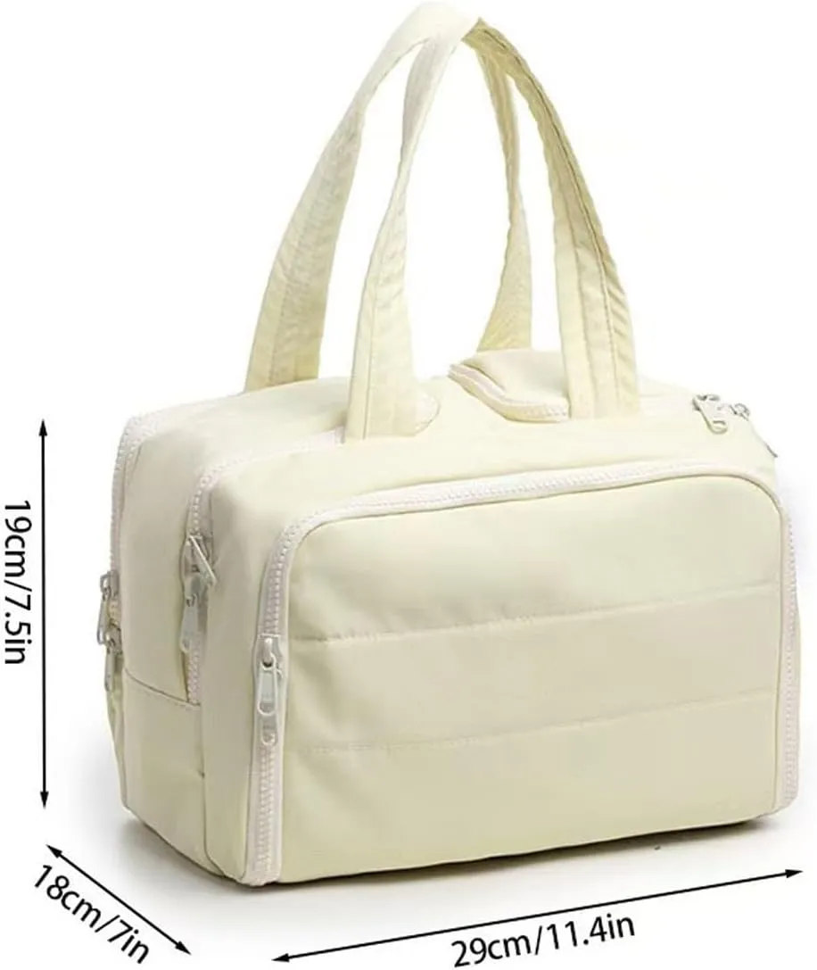 Large Capacity Wide-Open Travel Cosmetic Bag With 4 Compartments And Handle,