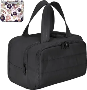 Large Capacity Wide-Open Travel Cosmetic Bag With 4 Compartments And Handle,