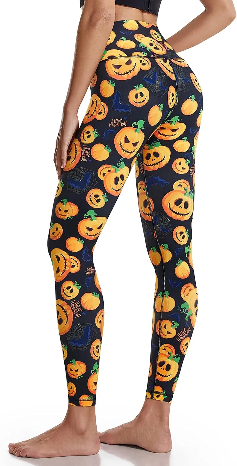 LIEBERGO Halloween Workout Leggings for Women Tummy Control High Waisted Yoga Pants Printed Festival - 25 Inches