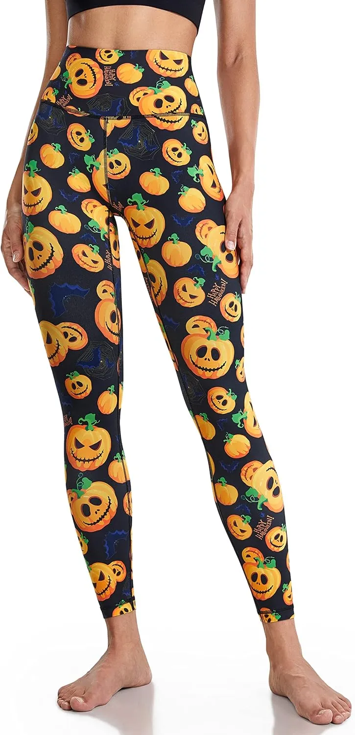 LIEBERGO Halloween Workout Leggings for Women Tummy Control High Waisted Yoga Pants Printed Festival - 25 Inches