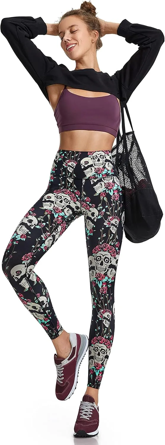 LIEBERGO Halloween Workout Leggings for Women Tummy Control High Waisted Yoga Pants Printed Festival - 25 Inches