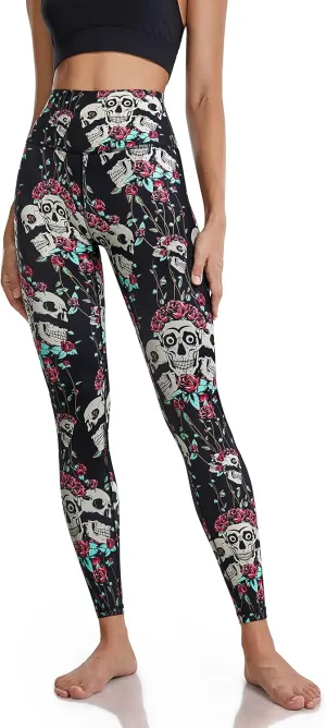 LIEBERGO Halloween Workout Leggings for Women Tummy Control High Waisted Yoga Pants Printed Festival - 25 Inches