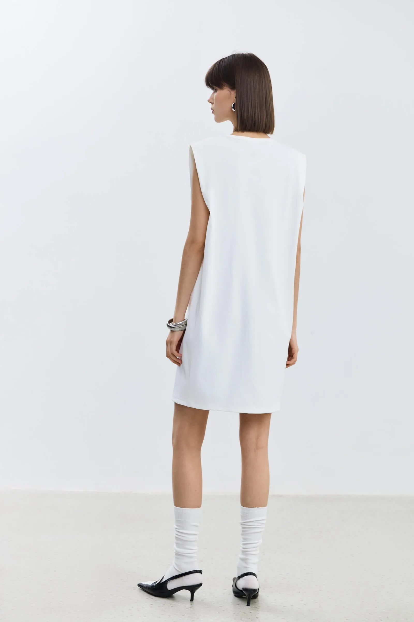 LILY Single Pocket Wide Shoulder Dress