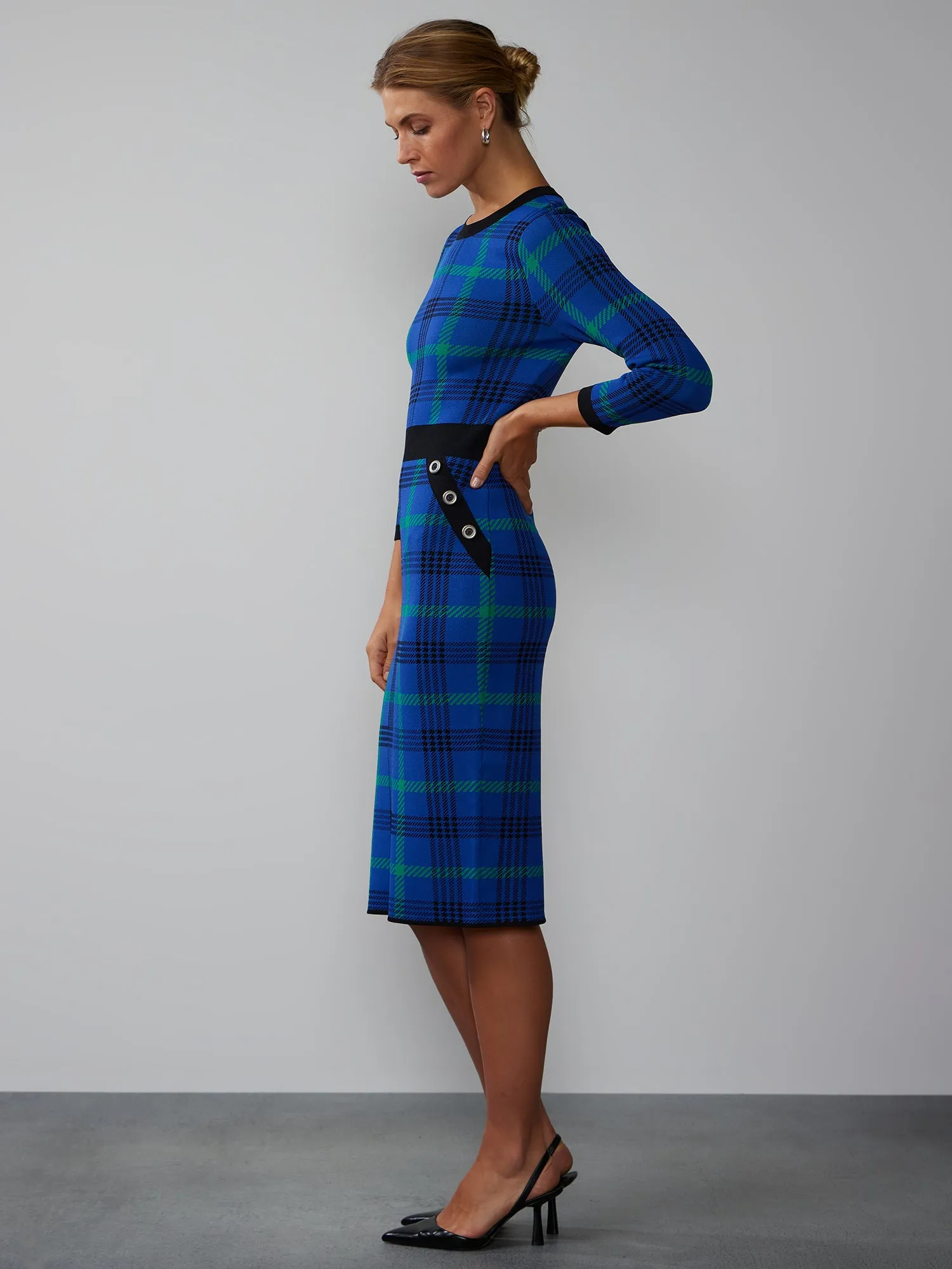 Long Sleeve Plaid Sweater Dress