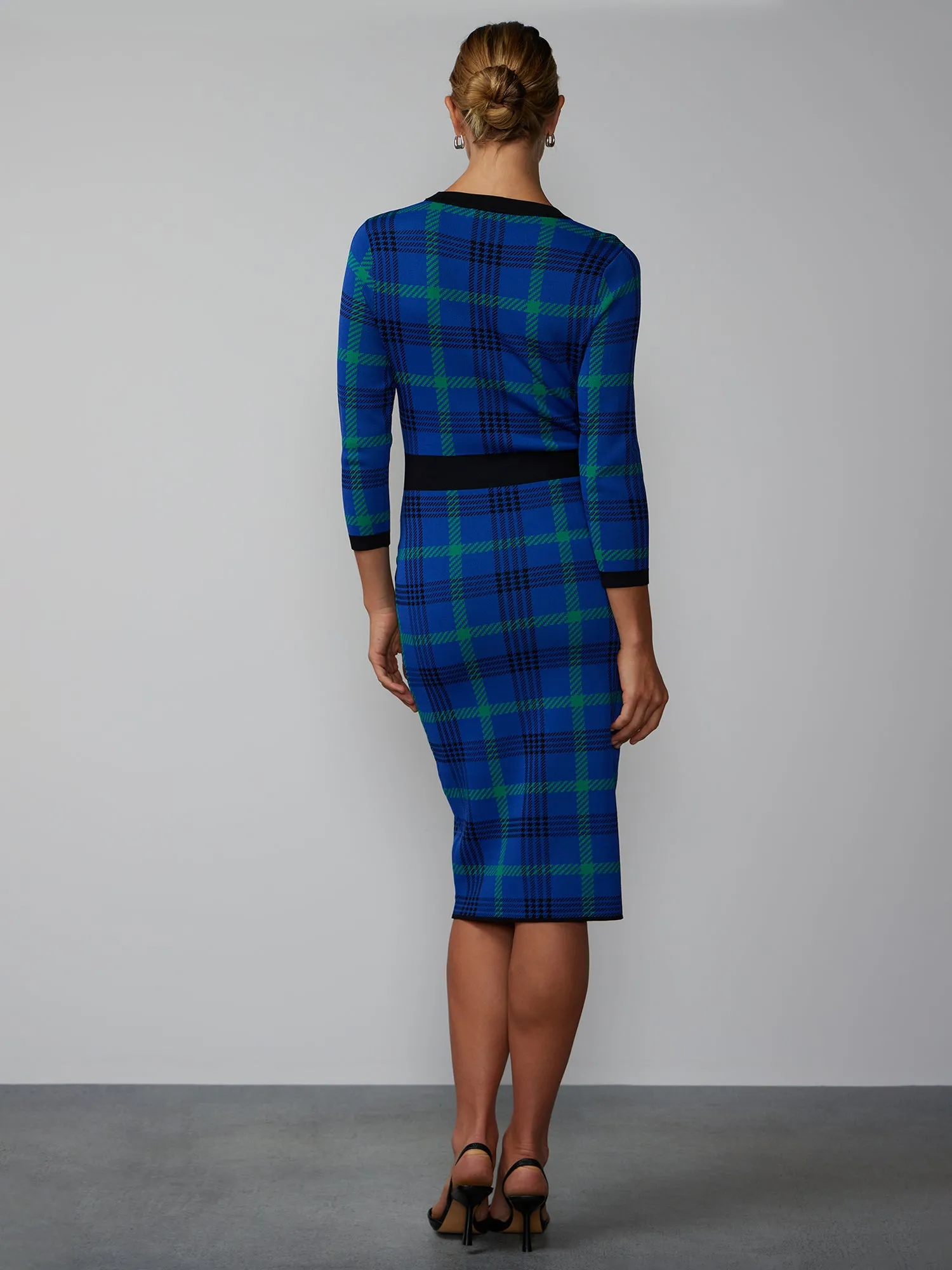 Long Sleeve Plaid Sweater Dress