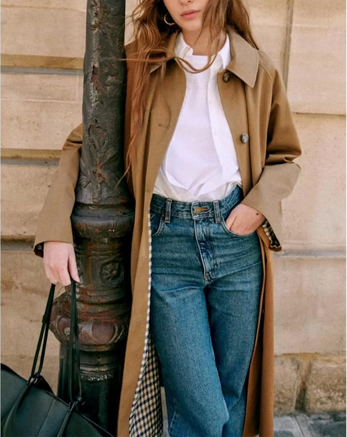 Long Trench Coat Women Single Breasted Button Down Jacket Oversized Windproof Peacoat Lapel Neck Overcoat with Pocket