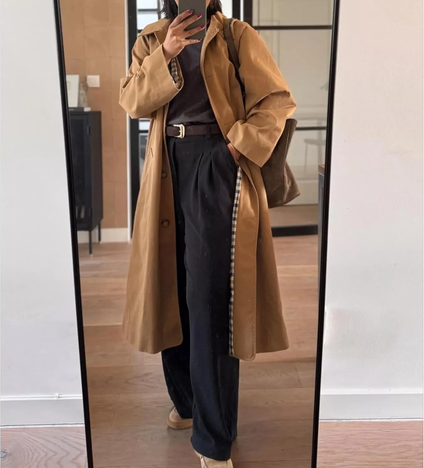 Long Trench Coat Women Single Breasted Button Down Jacket Oversized Windproof Peacoat Lapel Neck Overcoat with Pocket