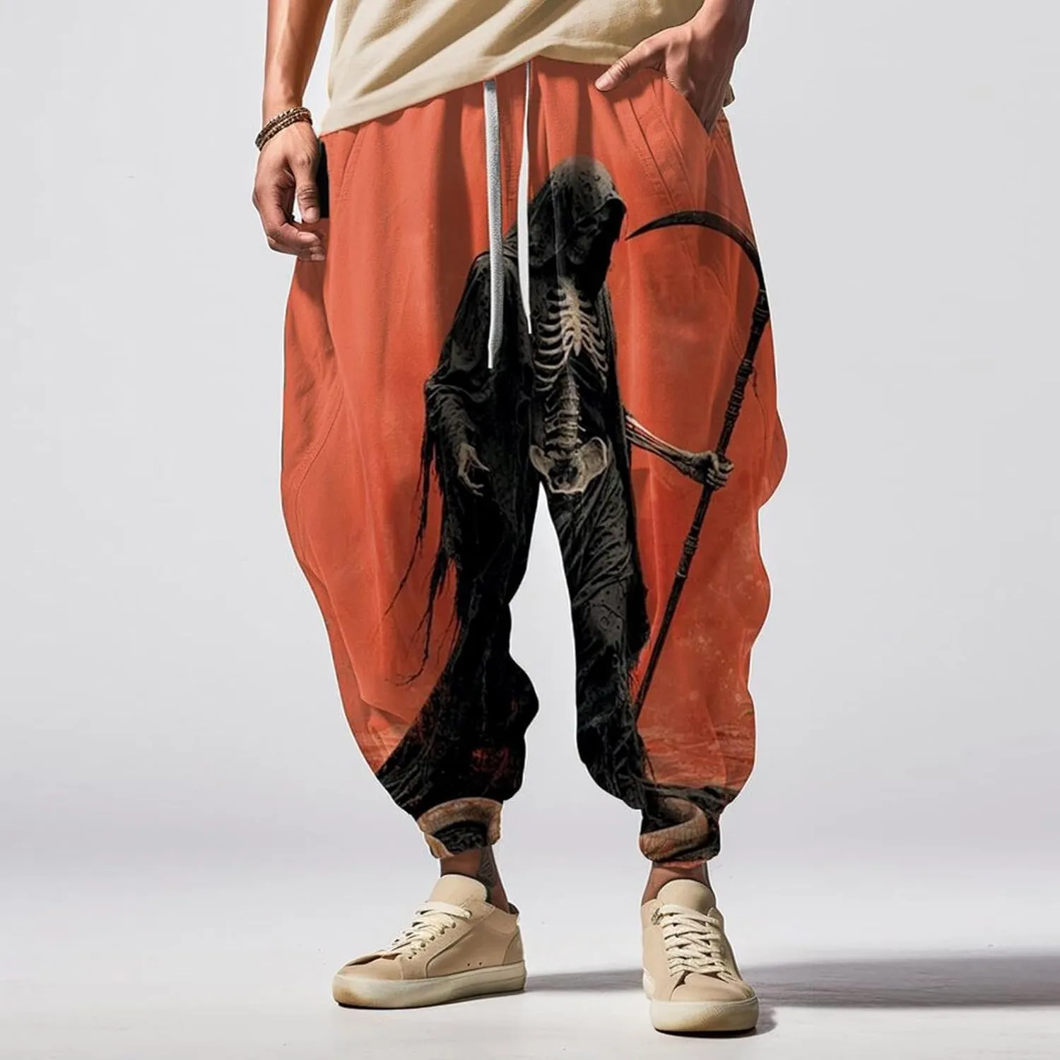 Loose Drop Crotch Trousers Street Feel Casual Sweatpants Funky Printed Plus Size Trousers Hammer Pants Trousers