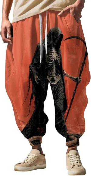 Loose Drop Crotch Trousers Street Feel Casual Sweatpants Funky Printed Plus Size Trousers Hammer Pants Trousers
