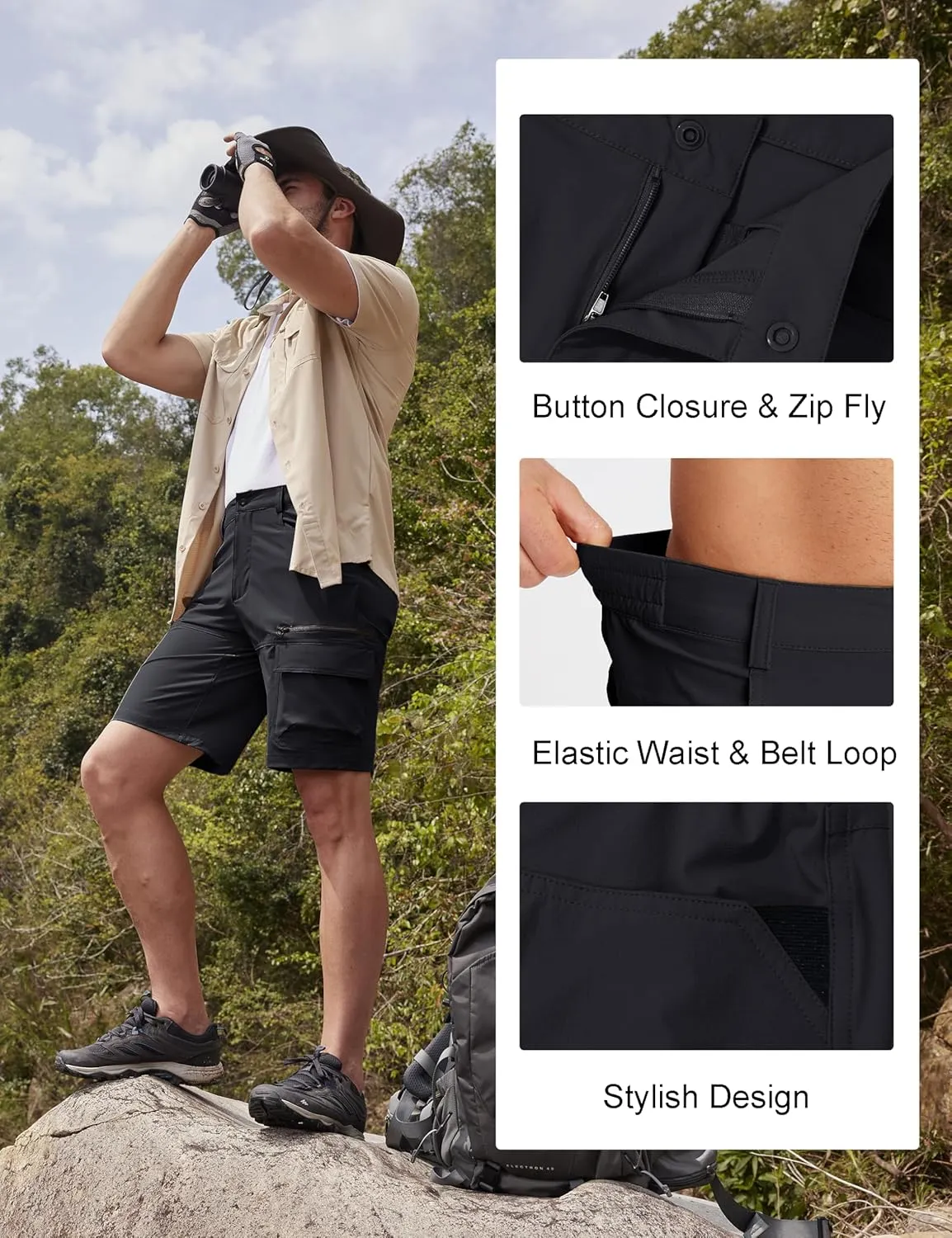 MAGCOMSEN Men's Hiking Cargo Shorts 9" Quick Dry Lightweight Summer Casual Shorts for Men Work Golf Outdoor 5 Pockets